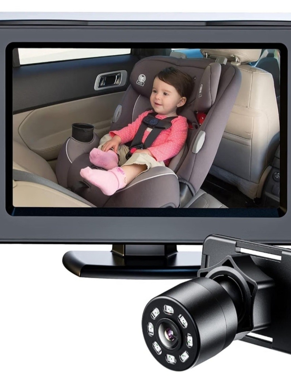 Compact Black Vehicle Backup Camera with Night Vision LEDs